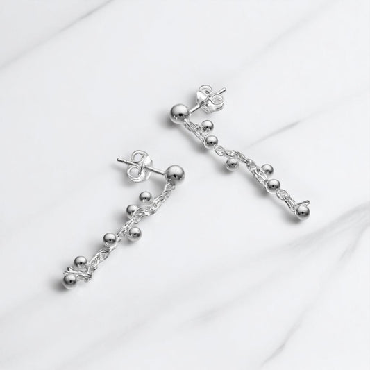 Boucles d'oreilles pendantes - chaine boules