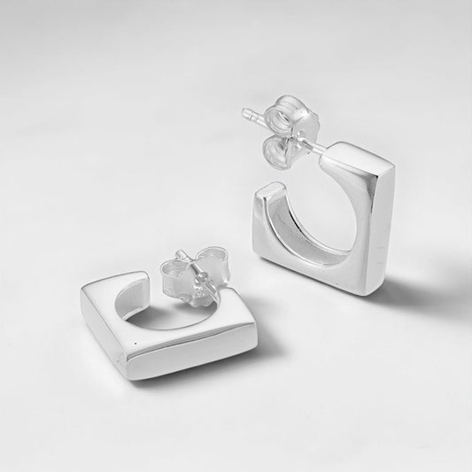 Boucles d'oreilles - créoles carrées miroir