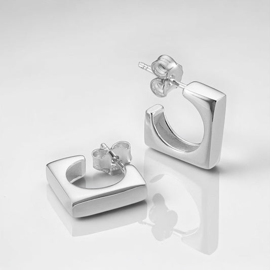 Boucles d'oreilles - créoles carrées miroir