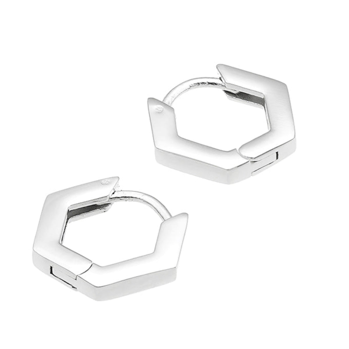 Boucles d'oreilles créoles hexagonales en argent 925 passivé