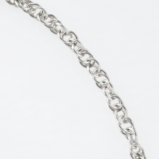 Bracelet en argent 925, en mailles cordes, vue en gros plan