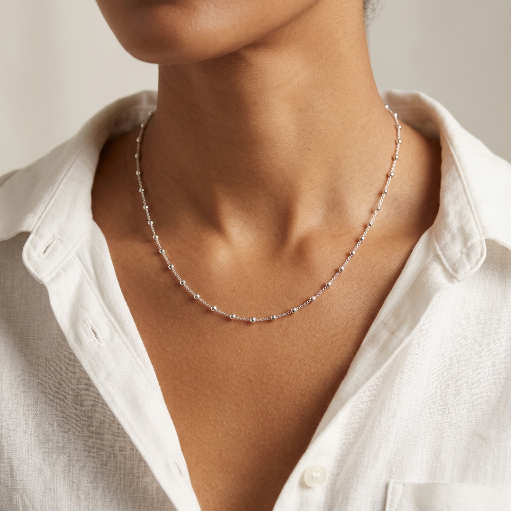 Collier chaîne perlée