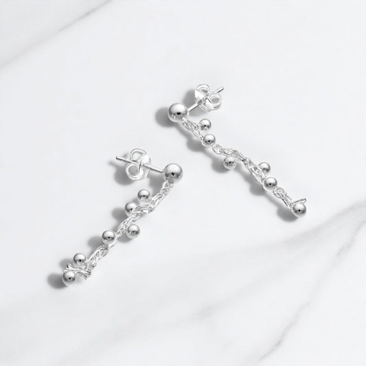 Boucles d'oreilles pendantes - chaine boules