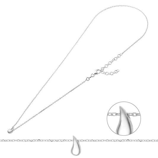 Collier chaine et pendentif en forme de goutte, en argent 925 passivé